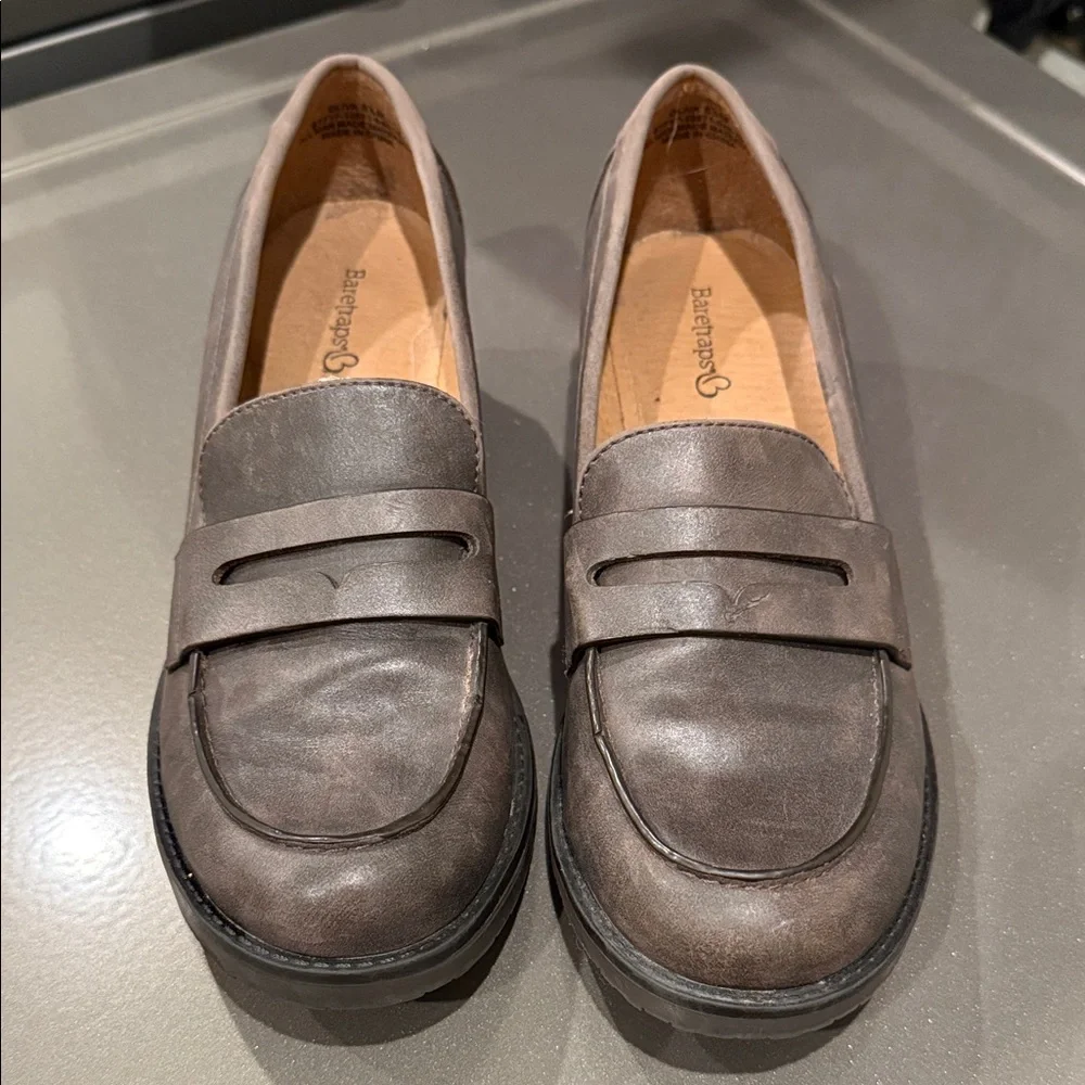 BareTraps Brown Leather Loafers - Picture 1 of 6